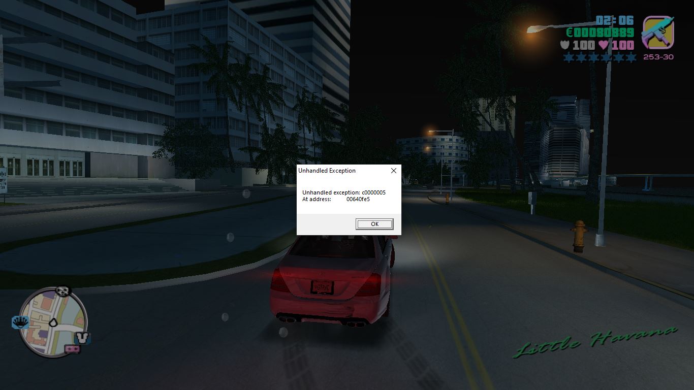 GTA Vice City lỗi Unhandled exception