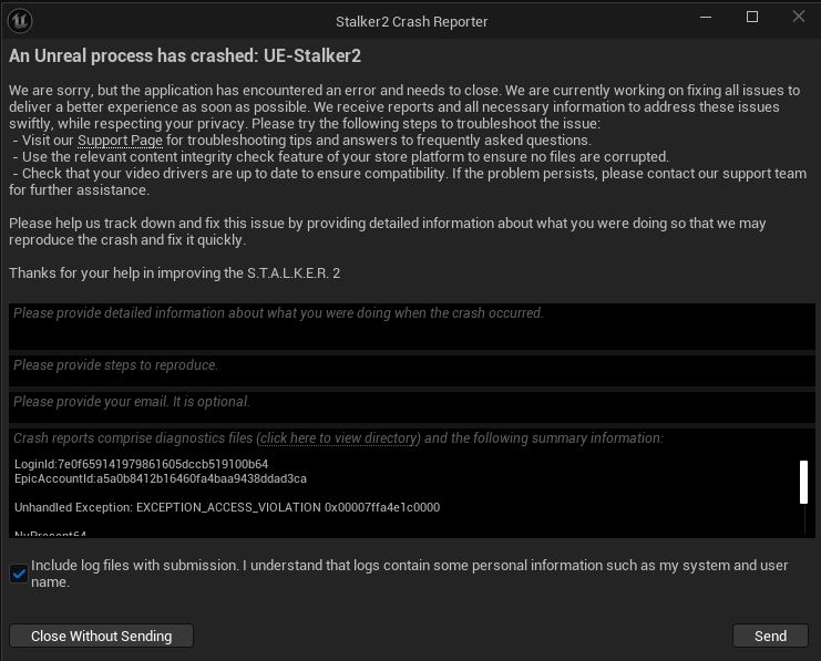 Lỗi An Unreal process has crashed: UE-Stalker 2 Lỗi An Unreal process has crashed: UE-Stalker 2
