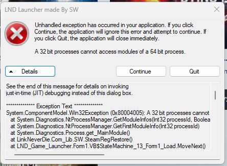 Lỗi A 32 bit processes cannot access modules of a 64 bit process Lỗi A 32 bit processes cannot access modules of a 64 bit process