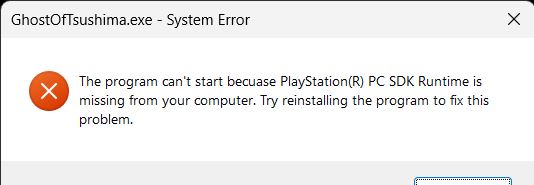 Lỗi Playstation(R) PC SDK runtime