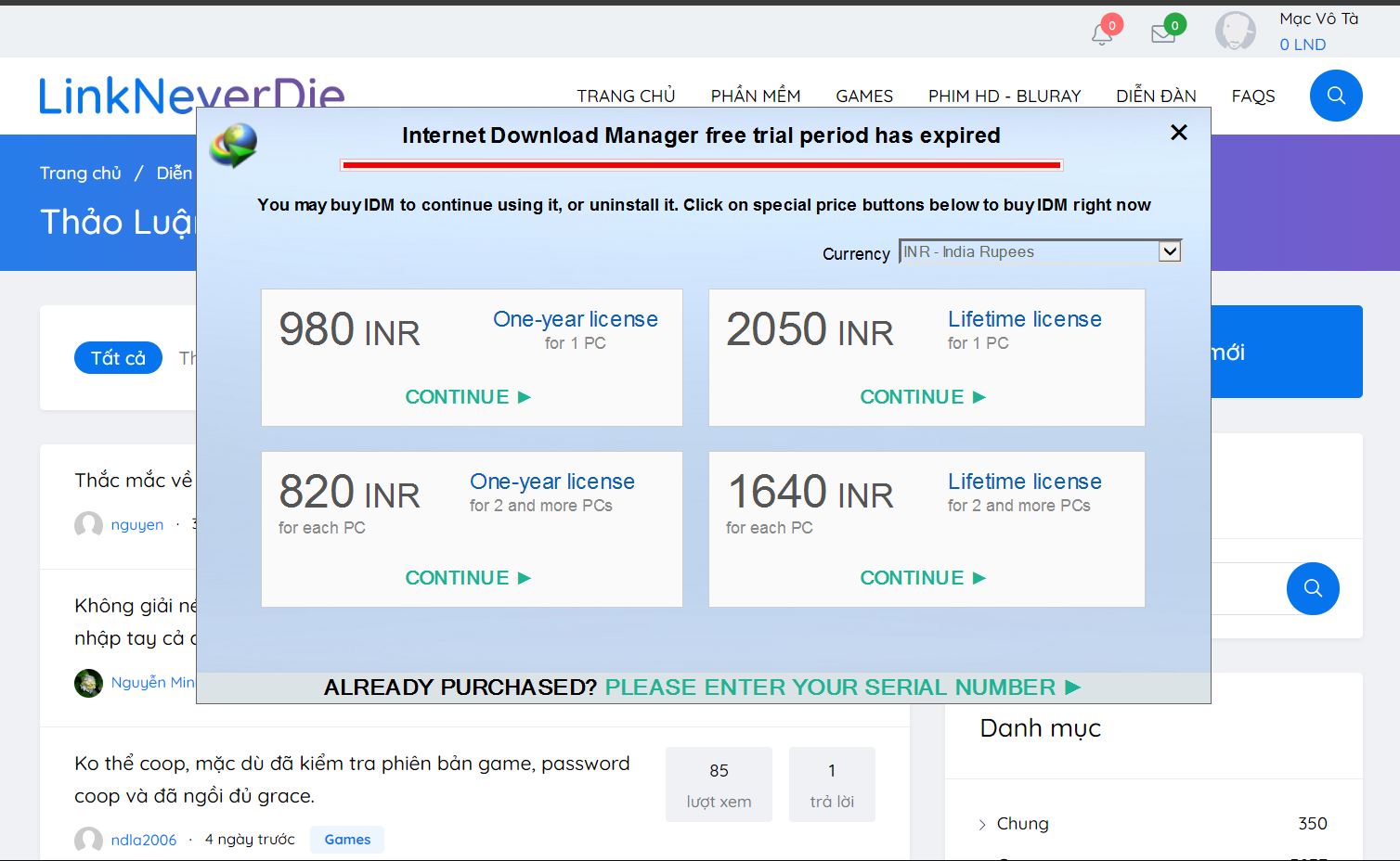 `IDM liên tục popup báo cần đăng ký bản quyền `IDM liên tục popup báo cần đăng ký bản quyền