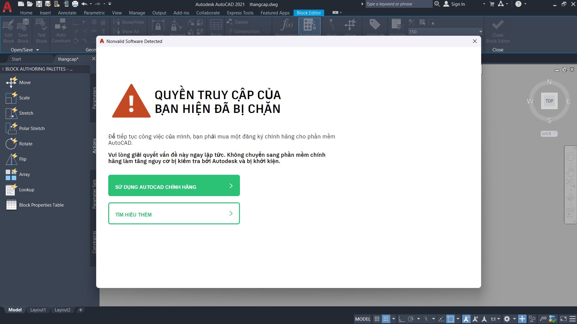 Autodesk AutoCAD 2021 yêu cầu giấy phép không hợp lệ Autodesk AutoCAD 2021 yêu cầu giấy phép không hợp lệ