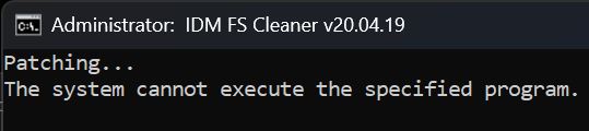 Lỗi patcher The system cannot execute the specified program.