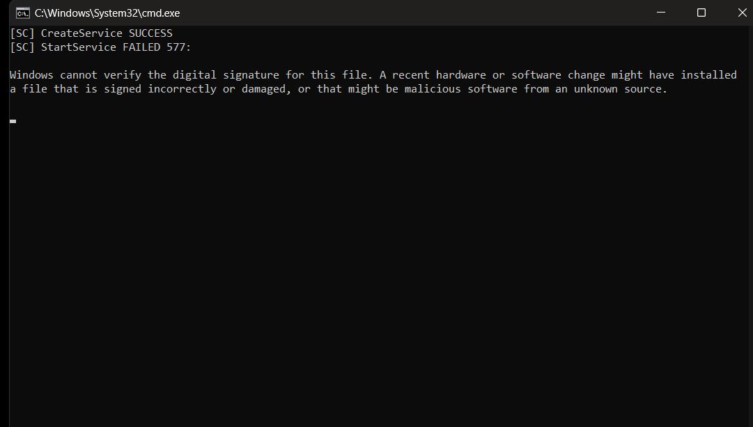 Lỗi StartService FAILED 577 Lỗi StartService FAILED 577