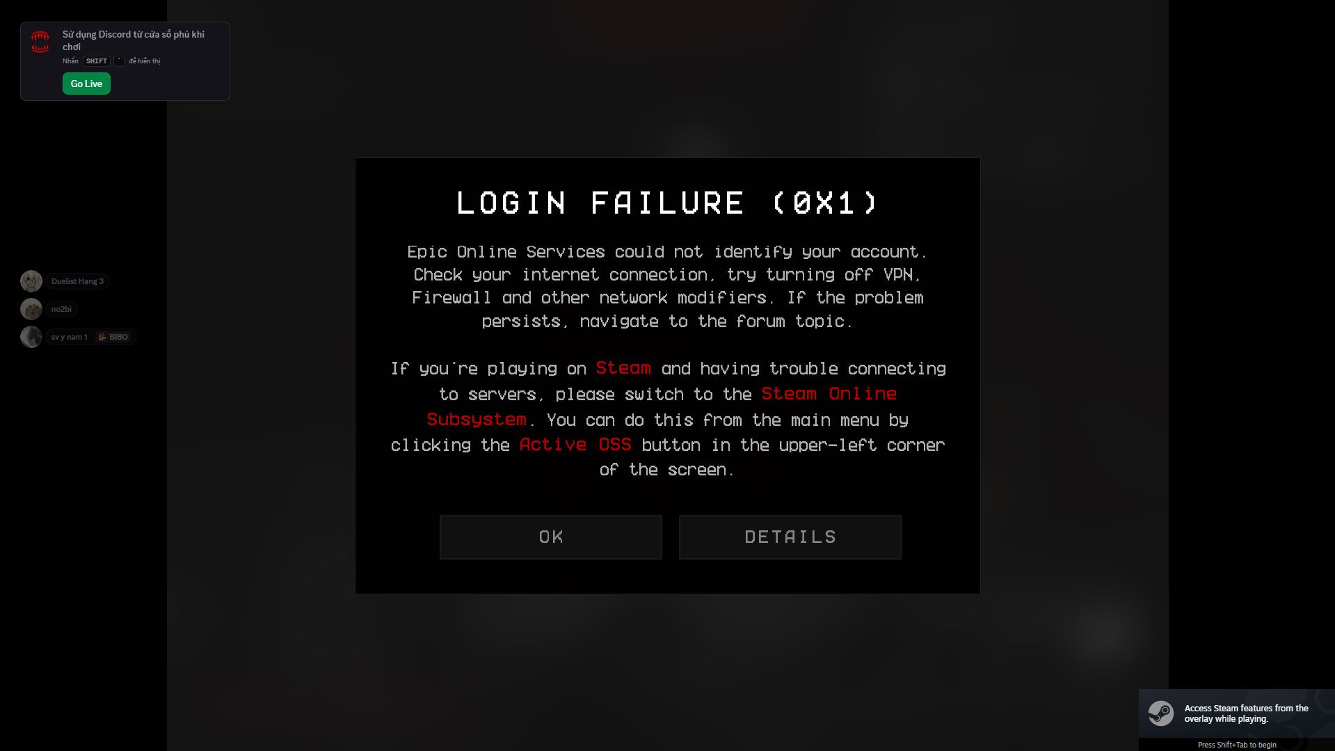 Bị lỗi Login Failure Bị lỗi Login Failure