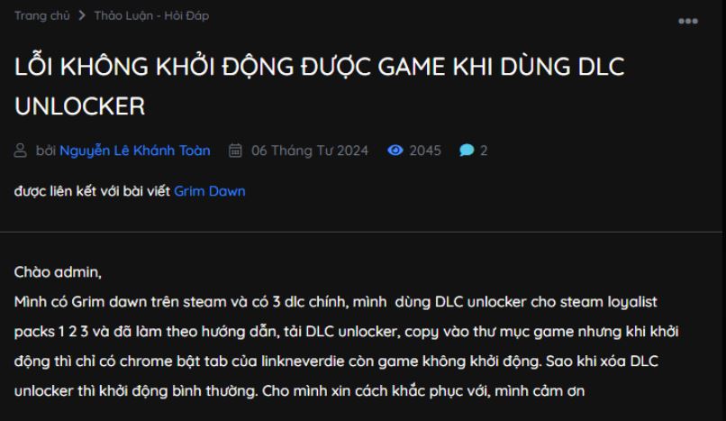 Lỗi không thể khởi động sau khi unlock DLC (KOF XV)