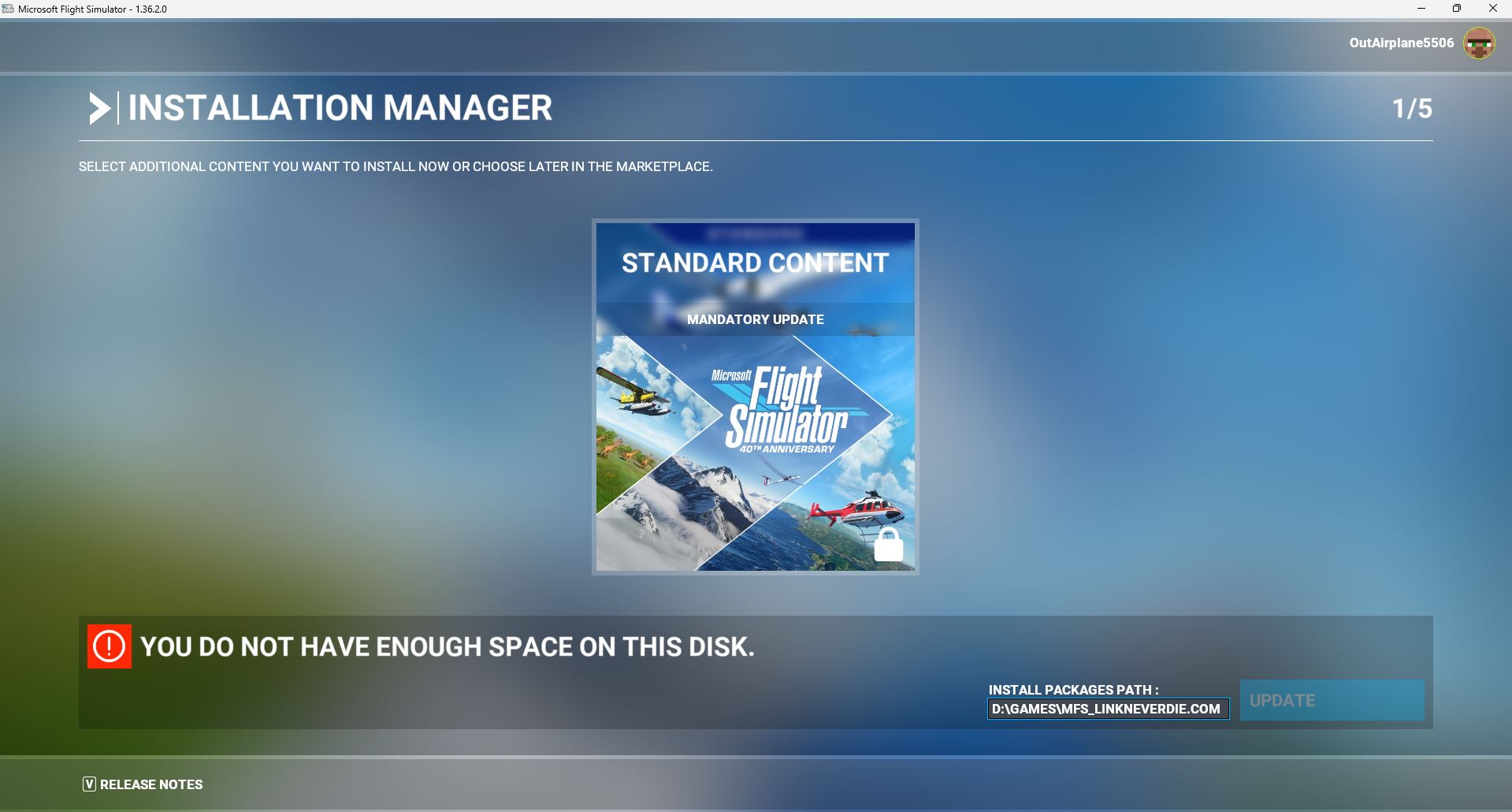 Not enough space Not enough space