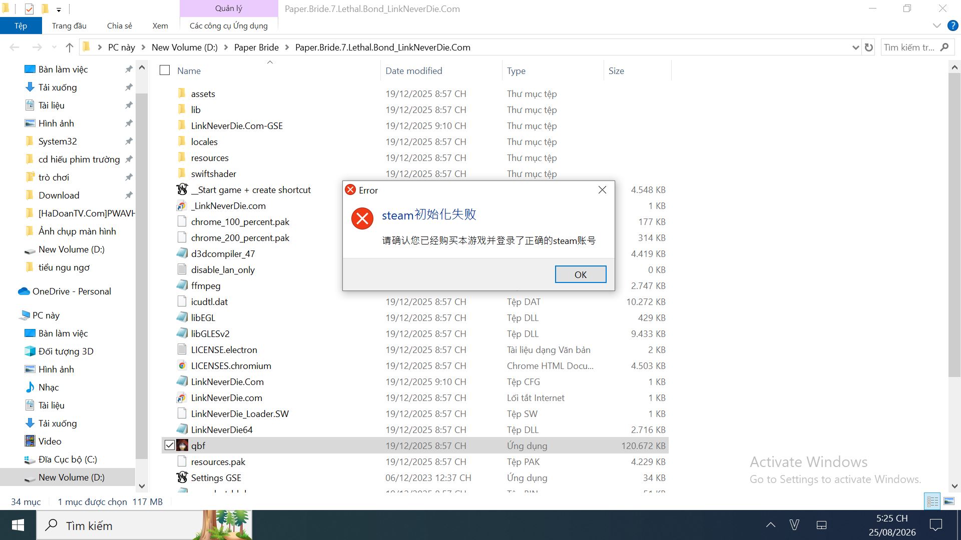 lỗi steam Paper Bride 7 lỗi steam Paper Bride 7