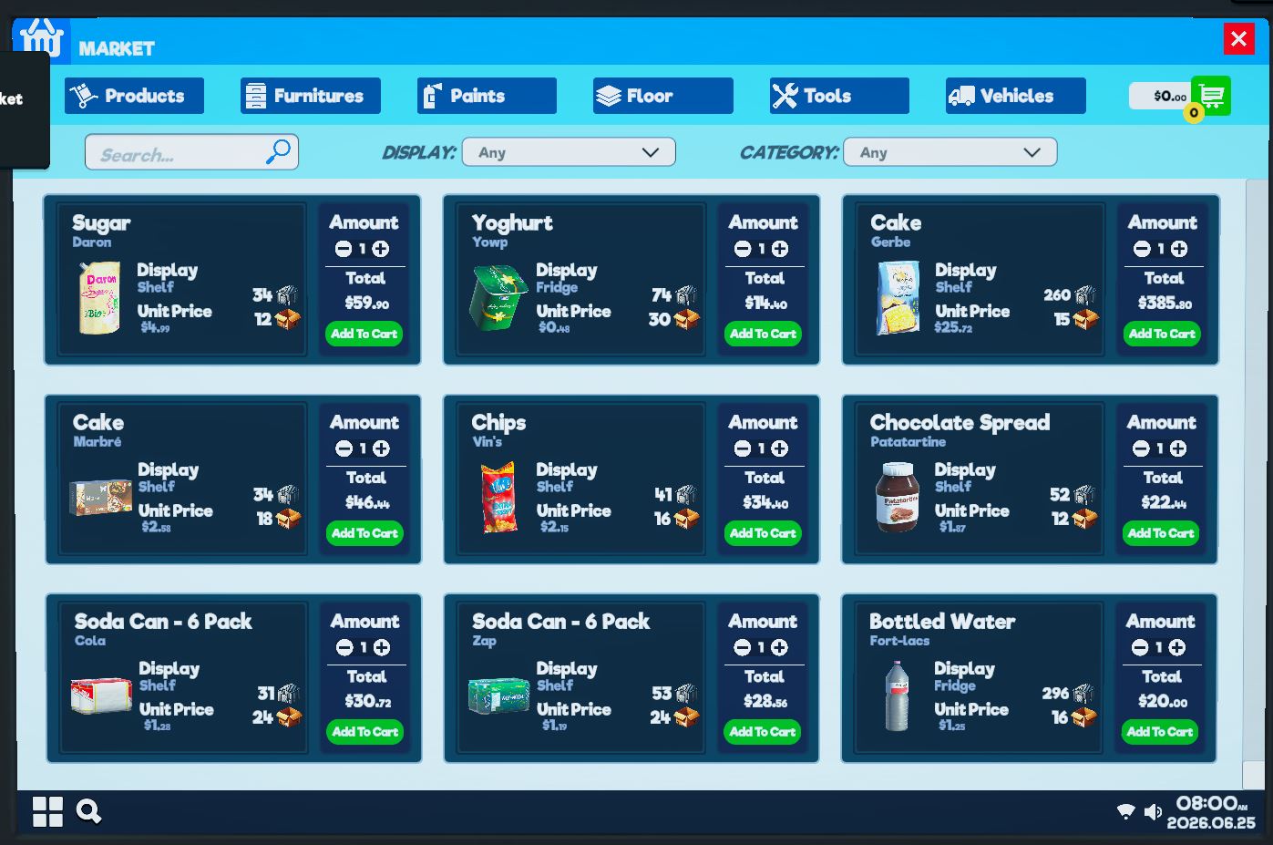 Mình không thấy DLC mới cập nhật của Supermarket Simulator.