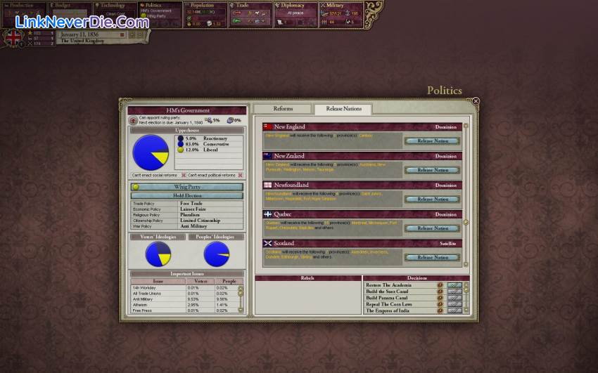 Hình ảnh trong game Victoria II (screenshot) Hình ảnh trong game Victoria II (screenshot)