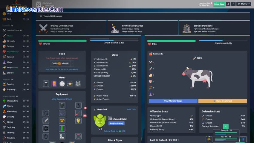 Hình ảnh trong game Melvor Idle (screenshot) Hình ảnh trong game Melvor Idle (screenshot)